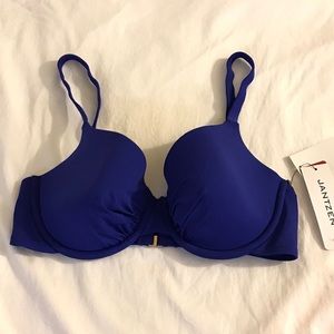Jantzen Push Up Bikini Top Size 34D Midnight Blue NWT